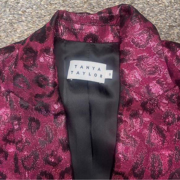 Tanya Taylor hot pink metallic Leopard Print Blazer Size 0 - Picture 4 of 7